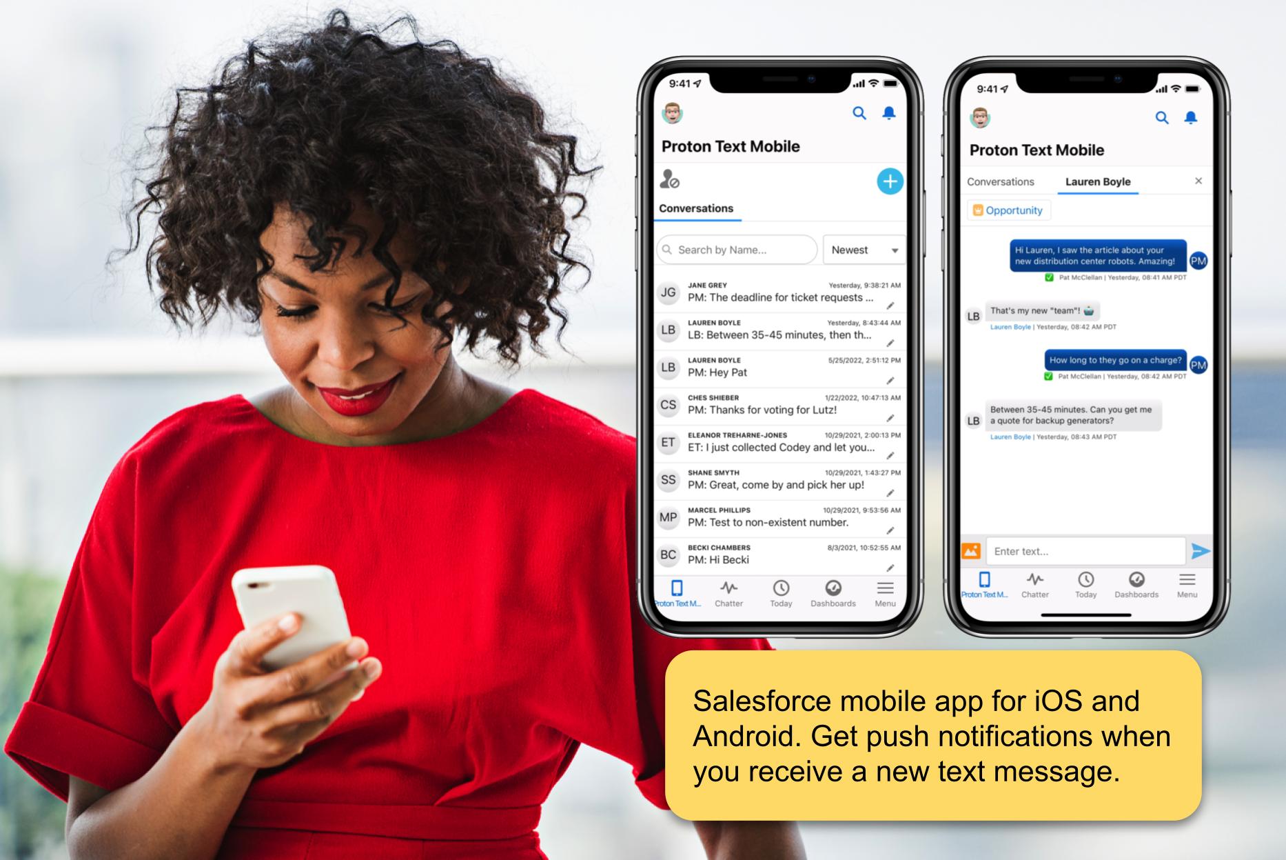 proton text and sales force integration